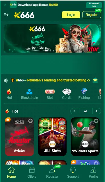 Main interface of K666 Game App